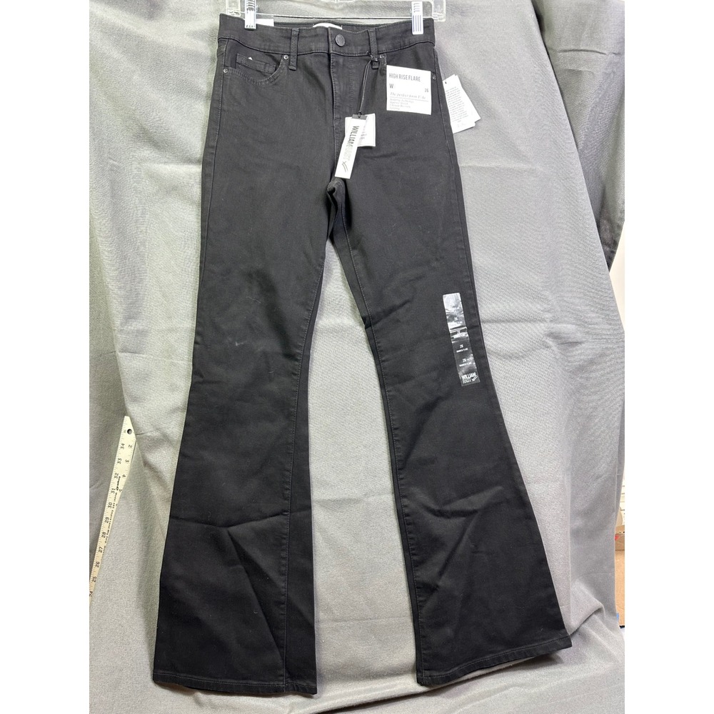 William Rast Womens High Rise Flare Jeans Black Stretch Denim Size 26